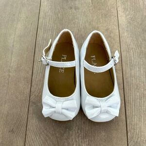 New Place Toddler Girls Bow Low Heel White Patent Dress Shoes size 5